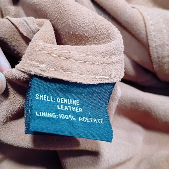 Bullock & Jones Mens Medium Suede Button-Up Shirt In Tan With Double Flap Pocket - Picture 12 of 16